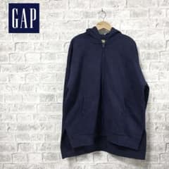 美品】GAP ジップパーカー 裏起毛 オーバーサイズ ネイビー XS 綿混