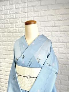 【新品未使用】しつけ付き 洗える着物 夏着物 単衣 小紋 水色 トールサイズ 新品未使用】しつけ付き 洗える着物 夏着物 単衣 小紋 水色 トール