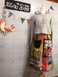 デニムリメイク パッチワークスカート ハンドメイドのサムネイル