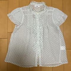 t.m.h ドット柄 シースルーフリルブラウス 半袖 トップスのサムネイル
