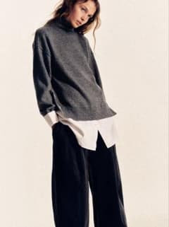 ZARA コンビポプリンニットセーター - メルカリ