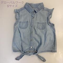グローバルワーク★デニム袖フリルブラウスSサイズのサムネイル