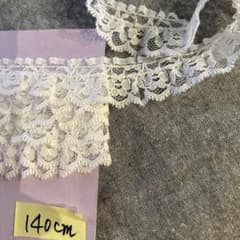 ホワイト 花柄レースリボン 140cmのサムネイル