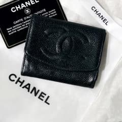 CHANEL シャネル キャビアスキン コンパクト財布 カード ビッグココマーク CHANEL シャネル キャビアスキン コンパクト財布 カード ビッグココ