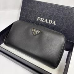 PRADA 長財布 ラウンドファスナー 三角ロゴ サフィアーノレザー