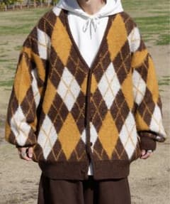 Perushu アーガイルニットカーディガン Lのサムネイル