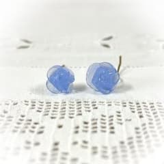 アンティーク☆ムラーノガラス青薔薇☆ドールピアス イヤリング