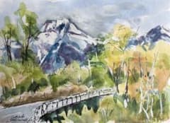 ぽ*ん様 ５月の妙高山 水彩画 原画 フレーム付き 2L判のサムネイル
