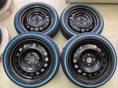 スチールホイール×ホワイトリボン 165/55R15 ハイゼット、ミラなどに 