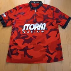 STORM カモフラージュ ボウリングシャツ 2XL(110) STORM NATION ボウリングシャツ 赤 迷彩 韓国製 日本だとL程度