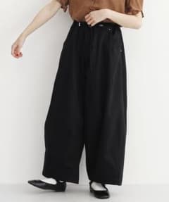 【merlot】ウエストドロストコクーンワイドパンツ 黒のサムネイル