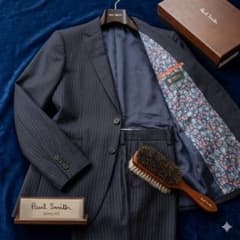 最高級】極美品ポールスミス×ドーメル SOHO スーツ ストライプ 花柄