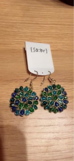 花形 青緑 ストーン ピアス　ラプンツェルのサムネイル