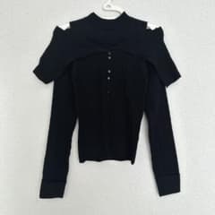 Heather レイヤードオフショルニット ブラックのサムネイル