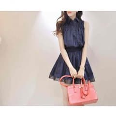 新品送料無料♡ノースリーブの爽やかなワンピース　ネイビー(Y0388)のサムネイル