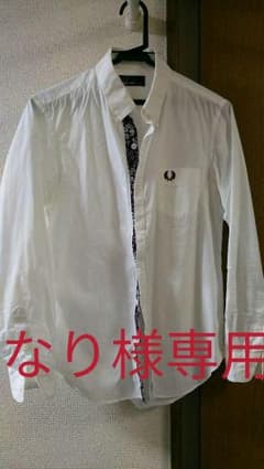 フレッドペリー メンズシャツ ホワイト×花柄 JP S 美品のサムネイル