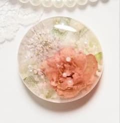 822可憐な♡レジンヘアゴム オレンジモッコウバラ 薄パープルレース