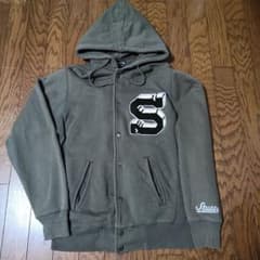 【レア】90s 00s STUSSY スナップボタン パーカー デカロゴワッペン レア】90s 00s STUSSY スナップボタン パーカー デカロゴワッペン