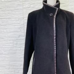 モン・グレ 38 カシミヤ アンゴラ ロングコート 黒 マキシ丈 極暖 希少 