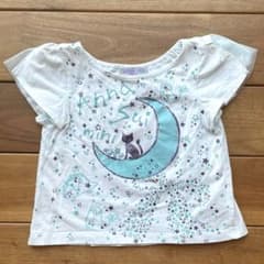 アナスイミニ　Tシャツ　100 綿　フリル　ブルー　猫のサムネイル