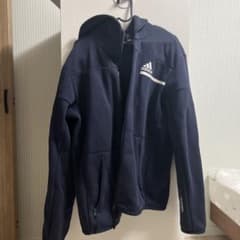 adidas フード付きジャージ ジャケット ネイビーのサムネイル