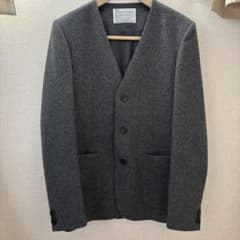 美品】kolor カシミヤ混ノーカラージャケット サイズ2 グレー カラー 