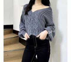 2WAYブリーチBACKボタンニットトップスのサムネイル