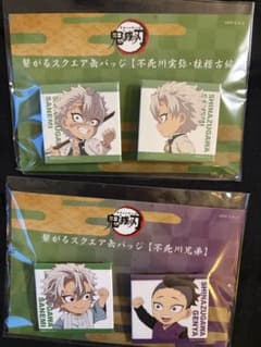 繋がるスクエア缶バッジ　不死川兄弟　柱稽古編　鬼滅の刃　みにきゃらのサムネイル