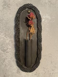陶器製 壁掛け一輪挿し 花瓶 ブラック モノトン　monoton カケハナ 陶器製 壁掛け一輪挿し 花瓶 ブラック モノトン monoton カケハナ
