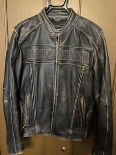 【値下げ】ハーレーダビッドソン　ライダースジャケット　本革　ダメージ加工のサムネイル