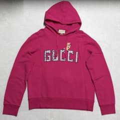 M*i様 GUCCI 18AW 子豚刺繍 ロゴパッチパーカー ピンク M*i様 GUCCI 18AW 子豚刺繍 ロゴパッチパーカー ピンク - メルカリ