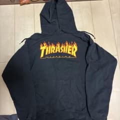 THRASHER パーカー ブラック フレイムロゴのサムネイル