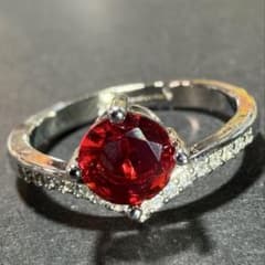 シルバーカラー レッドストーン リング 15号 アクセサリー　アンティークのサムネイル