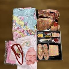 ピンクブルーの着物と作り帯☆七五三フルセット7歳 - メルカリ