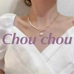 淡水パール　ゴールド  チェーンネックレス  アシンメトリー　シックのサムネイル