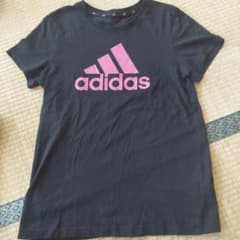 期間限定　adidas アディダス Tシャツ ブラック ピンク 160のサムネイル