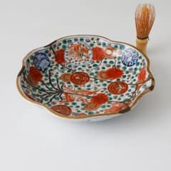 江戸中後期九代～十代柿右衛門 短冊酒柿銘 大和明暦年製 染錦手龍鳳凰