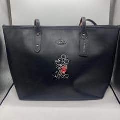 ▽COACH Disney トートバッグ レザー コラボ ミッキー ブラック - メルカリ