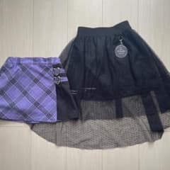 【ロールケーキ様専用】チェック☆ハート☆チャーム付き☆チュールスカートのサムネイル