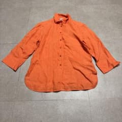 Maxmara 長袖シャツ オレンジ リネン レディース イタリア製 七分 44 