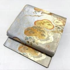 A 松模様 金糸 引箔 正絹 六通 袋帯 フォーマル O55 - メルカリ