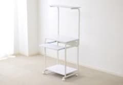 パソコンデスク 収納ラック付き スリム 60cm 細いキャスター付き PCデスクのサムネイル