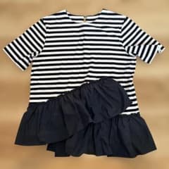 INED ストライプ 半袖Tシャツ フリル付き 9号のサムネイル