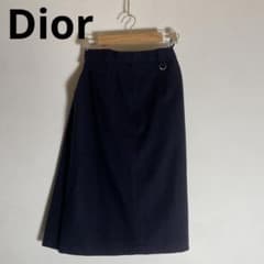 美品❗️【Christian Dior】 ディオール　タイトスカートウールネイビー