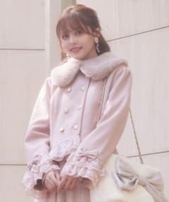 axes femme 裾レースショートコート ピンク Lサイズ - メルカリ