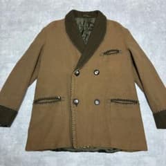 40s スモーキングジャケット ダブルブレスト ショールカラー ブラウン 