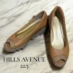 ヒルズアベニュー オープントゥ パンプス 厚底 コンフォート ラメ