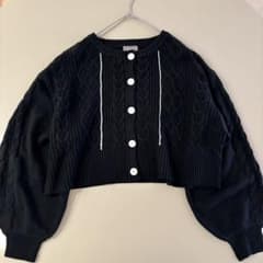 【美品】Bab Bou Jeloudケーブルニットカーディガン　黒 ブラックのサムネイル