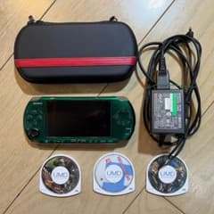 【モンハン仕様】PSP-3000 greenソフト、ケースセットのサムネイル