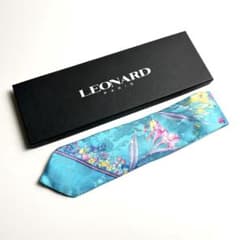 未使用✴︎LEONARD(レオナール)総柄シルクネクタイ/ターコイズ/イタリア製 未使用✴︎LEONARD(レオナール)総柄シルクネクタイ/ターコイズ